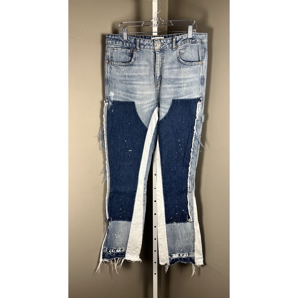 Reputation Studios Carpenter Jeans Men L Patchwork Colorblock Distressed Raw Y2K